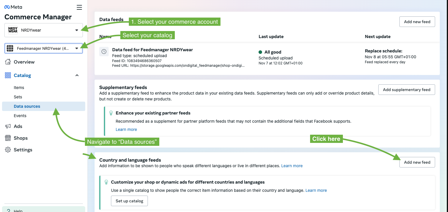 Meta Ads feed management