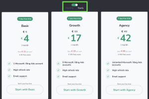 screenshot of bing ads priceing by ondigital